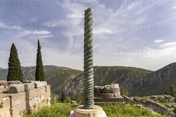 The Serpent Column, Delphi Archaeological Site, UNESCO World Heritage Site in Delphi, Greece