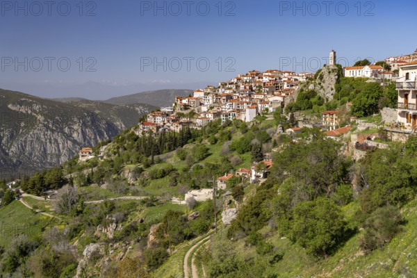 View of the town of Arachova in Central Greece, Greece