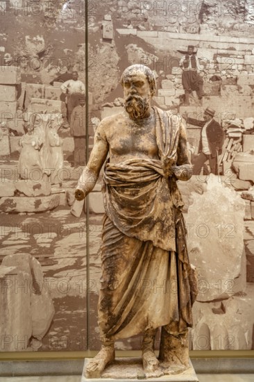 Statue of a philosopher in the Delphi Archaeological Museum, UNESCO World Heritage Site in Delphi, Greece