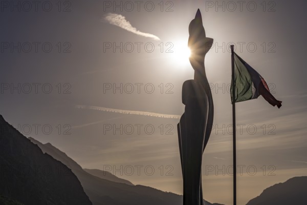 Stylized Prometheus sculpture in modern Delphi, Greece