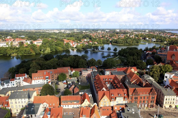 City panorama from above, Stralsund, Hanseatic City of Stralsund, Vorpommern-Rügen District, Mecklenburg-Western Pomerania, Germany