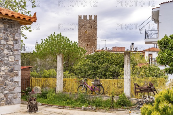 Medieval residential tower in the village of Politika on the island of Euboea or Evia, Greece