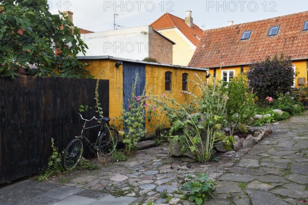 Picturesque backyard in summer, Gudhjem, Bornholm, Baltic Sea, Denmark