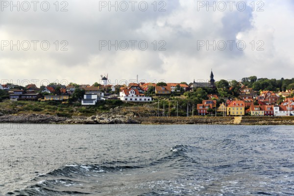 Port town of Gudhjem on the east coast of the Danish island of Bornholm, Baltic Sea, Denmark