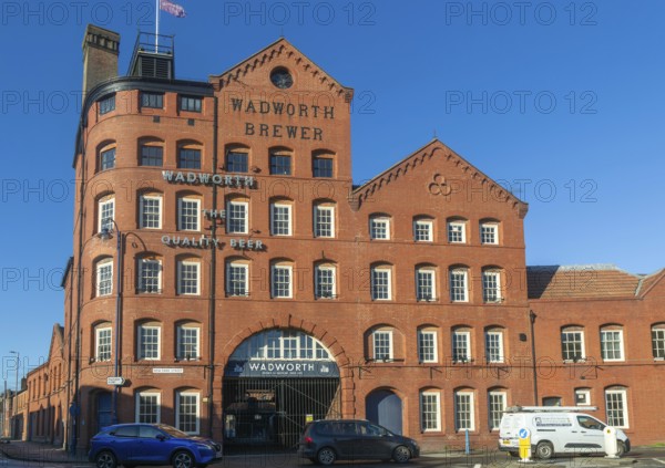 Nineteenth century red brick brewery industrial building, Wadsworth brewer, Devizes, Wiltshire, England, UK