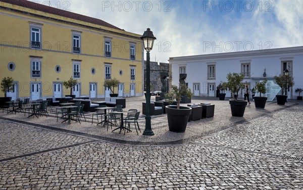 Courtyard of the Cidadele de Cascais Artists' Farm in Forte de Nossa Senhora da Luz de Cascais, Portugal