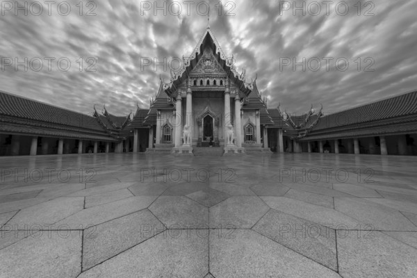 Marble temple, made of Carrara marble, Wat Benchamabopit, back of Ubosot, Buddhist temple in the Dusit district, Bangkok, central Thailand, Thailand