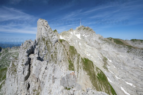 View from Lisengrat to the summit of Säntis, Alpstein, Appenzell, Switzerland
