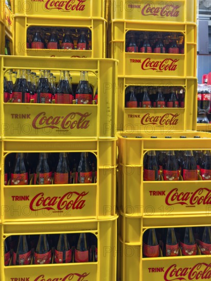 Bottles stacked in boxes Soft drink without sugar Coca-Cola Coke Coca Cola Zero Sugar, Germany