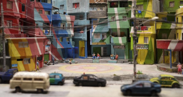 Interior view, replica of a favela, slum, Rio de Janeiro, Brazil, miniature illustration, Miniatur Wunderland, Free and Hanseatic City of Hamburg, Germany