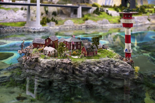 Interior view, populated replica of an island in Norway, Scandinavia, miniature wonderland, Free and Hanseatic City of Hamburg, Germany