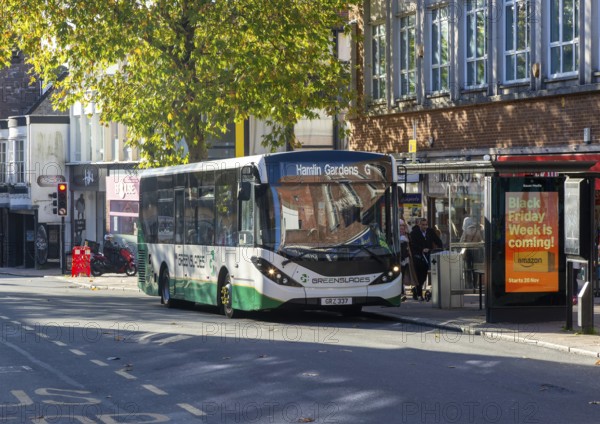 Greenslades ADL Enviro200 MMC single decker bus, Exeter city centre, Devon, England, UK service G to Hamlin Gardens