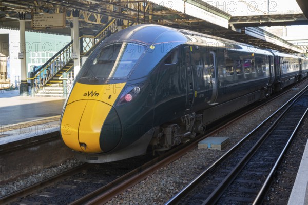 GWR British Rail Class 800 train at platform, Exeter St Davids railway station, Exeter, Devon, England, UK