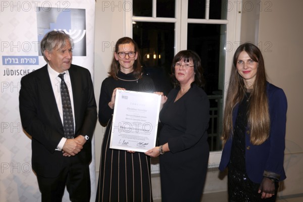 Ilan Kiesling, Elisabeth Schulze, Christine Herntier, Jette Förster at the Prize for Civil Courage against Right-Wing Radicalism and Anti-Semitism, 19th Charity Dinner Room of Names at Berlin's Hotel Adlon on 24.11.2025