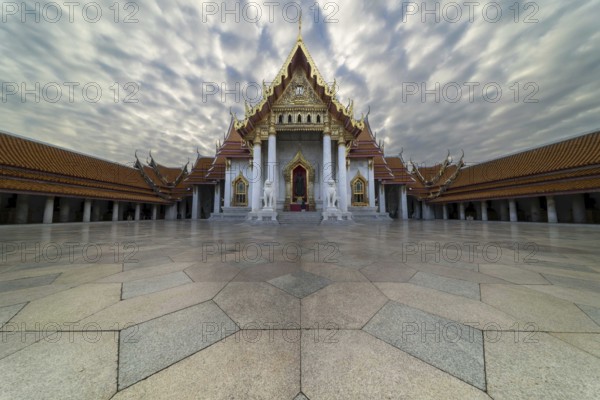 Marble temple, made of Carrara marble, Wat Benchamabopit, back of Ubosot, Buddhist temple in the Dusit district, Bangkok, central Thailand, Thailand