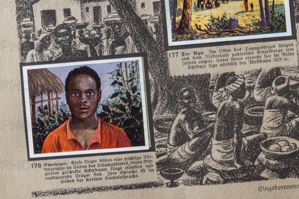 German colonies. Togo. Caption: Eweneger. These Negroes form an important ethnic group in the south of the protected area. Symbolic photo of racism. An anthology published by Cigaretten-Bilderdienst Dresden from 1936. Germany