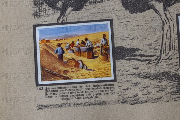 German colonies. German Southwest Africa. Diamond mining at Kolmanskuppe. An anthology published by Cigaretten-Bilderdienst Dresden from 1936. Germany