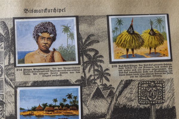 German colonies. Bismarck archipelago. Young native. According to the caption, robbery of woman and blood vengeance still play an important role. The defeated enemies would be eaten by the victors. Symbolic photo of Canibalism. An anthology published by Cigaretten-Bilderdienst Dresden from 1936. Germany