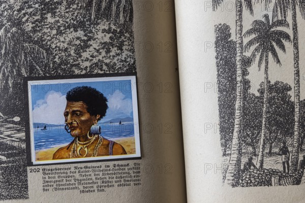 German colonies. Kaiser-Wilhelms-Land. Native with jewelry. An anthology published by Cigaretten-Bilderdienst Dresden from 1936. Germany