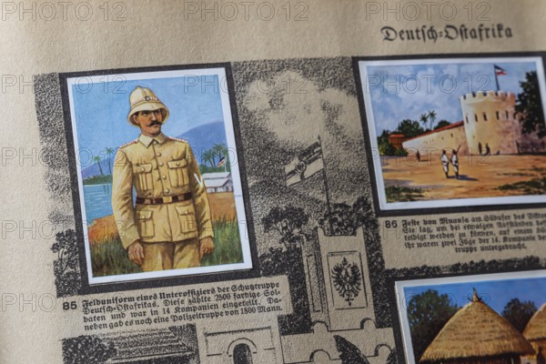 German colonies. German East Africa. Field uniform of a sergeant from the Schutztruppe. An anthology published by Cigaretten-Bilderdienst Dresden from 1936. Germany