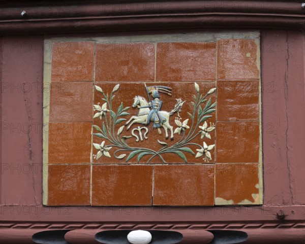 Dekoration am Töpferhaus, Fachwerk, stony path 8, Marburg, Hesse, Germany