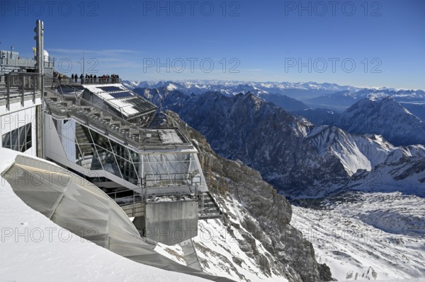 Mountain station of the cable car to the Zugspitze (2962 m), German side, Grainau municipality, Garmisch-Partenkirchen district, Bavaria, Germany
