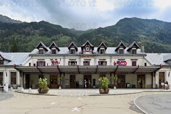 Old train station in town, Chamonix-Mont-Blanc, Haute-Savoie, France