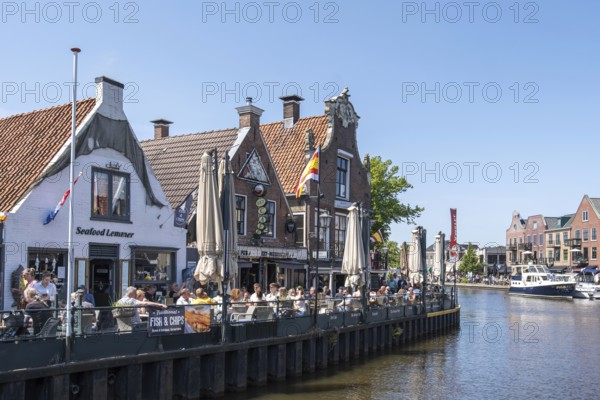 The main canal in Lemmer, Friesland province, the Netherlands