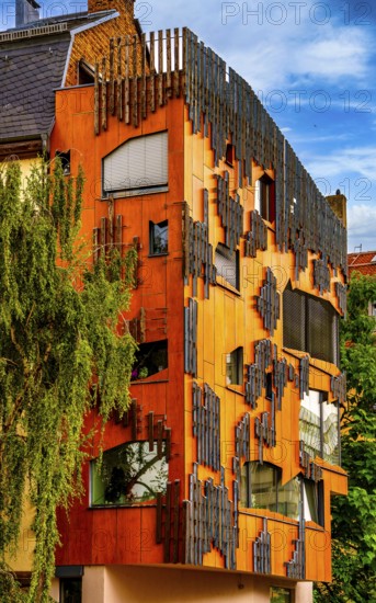 Climate-neutral building façade in Frankfurt's old town, Hesse, Germany