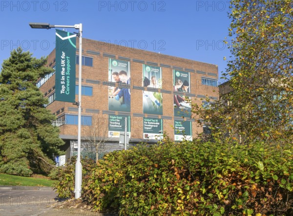 Banners about achievements accolades, Streatham Campus, University of Exeter, Exeter, Devon, England, UK