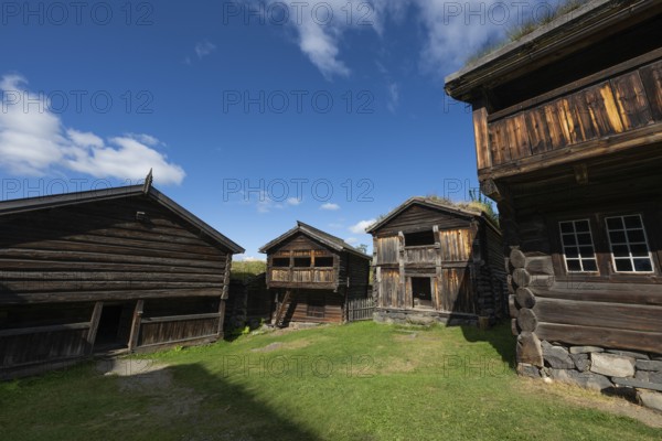 Bjørnstad, farm from Vågå, Maihaugen open-air museum with houses and objects from farms in Gudbrandsdal, Lillehammer on Lake Mjøsa, Innlandet Municipality, Norway