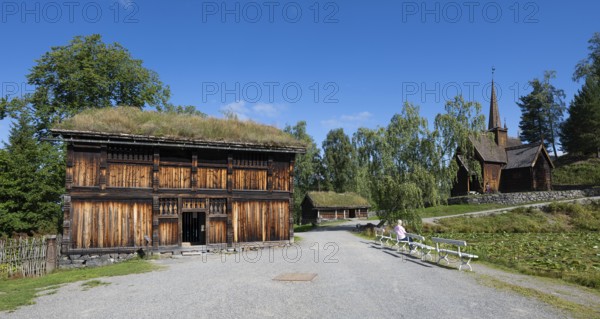 Maihaugen open-air museum with houses and objects from farms in Gudbrandsdal, Lillehammer am Mjøsa Lake, Innlandet Municipality, Norway