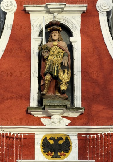 Town Hall with the City Patron St. Patroklus, Baroque West Wing, detail, Soest, North Rhine-Westphalia, Germany