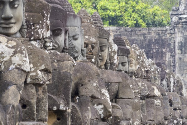 54 demons on the bridge at the south gate of Angkor Thom (Hindu myth of the Cherry of the Milk Ocean), UNESCO World Heritage Site, Angkor Wat, Siem Reap, Cambodia