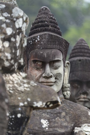 54 demons on the bridge at the south gate of Angkor Thom (Hindu myth of the Cherry of the Milk Ocean), UNESCO World Heritage Site, Angkor Wat, Siem Reap, Cambodia