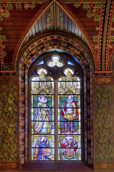 Holy Blood chapel, Figurative stained-glass window, Bruges, Belgium
