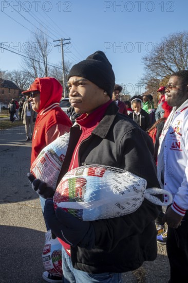 Detroit, Michigan, USA - 22 November 2025 - The Kappa Detroit Foundation distributed frozen turkeys and bags of food for Thanksgiving. The distribution was done by members of the Kappa Alpha Psi Fraternity and members of other African-American fraternities and sororities