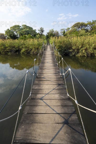 Kavango River, suspension bridge at Camp Kwando, Zambezi region, Caprivi Strip, Namibia