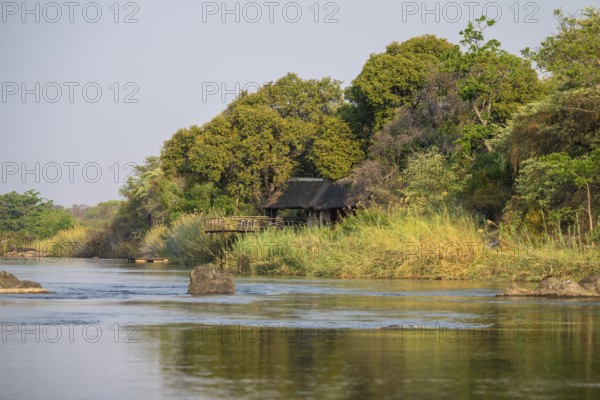 Camp Kwando, landscape on the Kavango River, Zambezi region, Caprivi Strip, Namibia