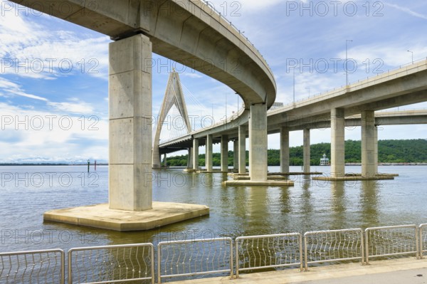 30 km long Temburong Bridge, also known as the Sultan Haji Omar Ali Saifuddien Bridge, Bandar Seri Begawan, Brunei