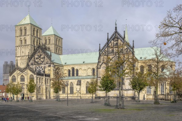 Historic Old Town, St. Paul's Cathedral on Cathedral Square, Medieval Romanesque Cathedral, Münster, Münsterland, North Rhine-Westphalia, Germany