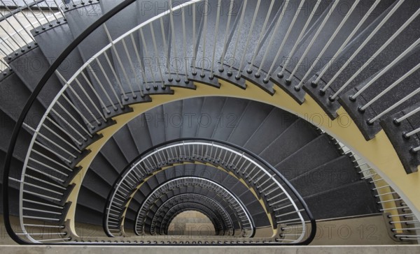 View from above of a staircase, stairwell, North Rhine-Westphalia, Germany