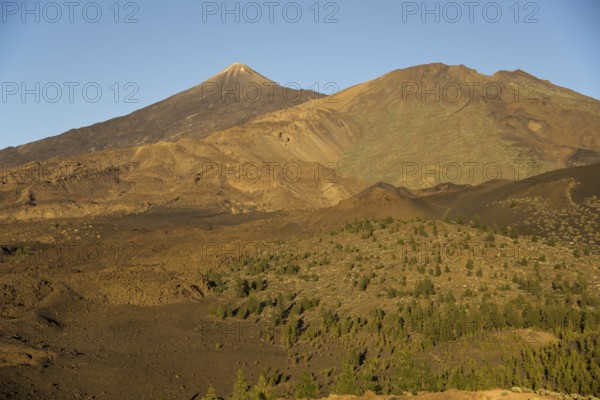 Europe, Spain, Canary Islands, Tenerife, Teide National Park, panorama from Mirador de Chio to Pico de Teide, 3718m