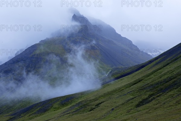 Evening fog on Mount Tindástoll, Northern Ireland Vestra, Iceland