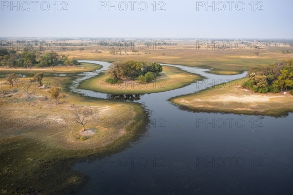 Wetland, landscape, aerial view of the Okavango Delta, near Maun, Okavango Delta, Botswana