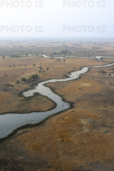 Wetland, landscape, aerial view of the Okavango Delta, near Maun, Okavango Delta, Botswana