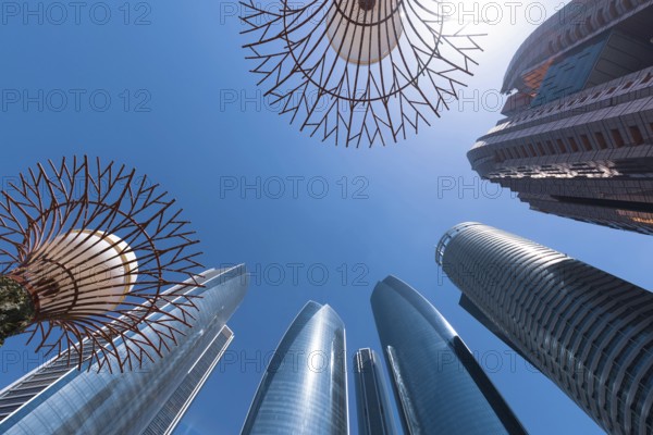 UAE, United Arab Emirates, Abu Dhabi downtown panorama and financial center skyline