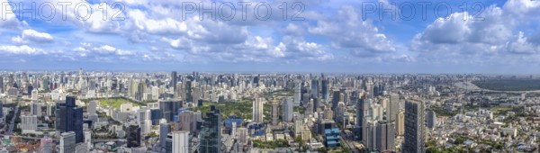 Panoramic view of Bangkok skyline downtown in business financial center