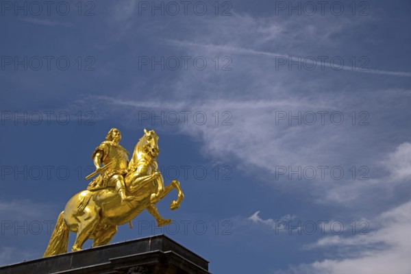 Golden Rider, monument to Augustus the Strong in Dresden-Neustadt, main street, Saxony, Germany