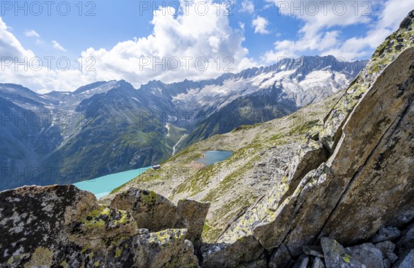View of Bergseeschijen-Vorbau, view of Dammagletscher and Dammastock, Göscheneralp, Canton of Uri, Switzerland
